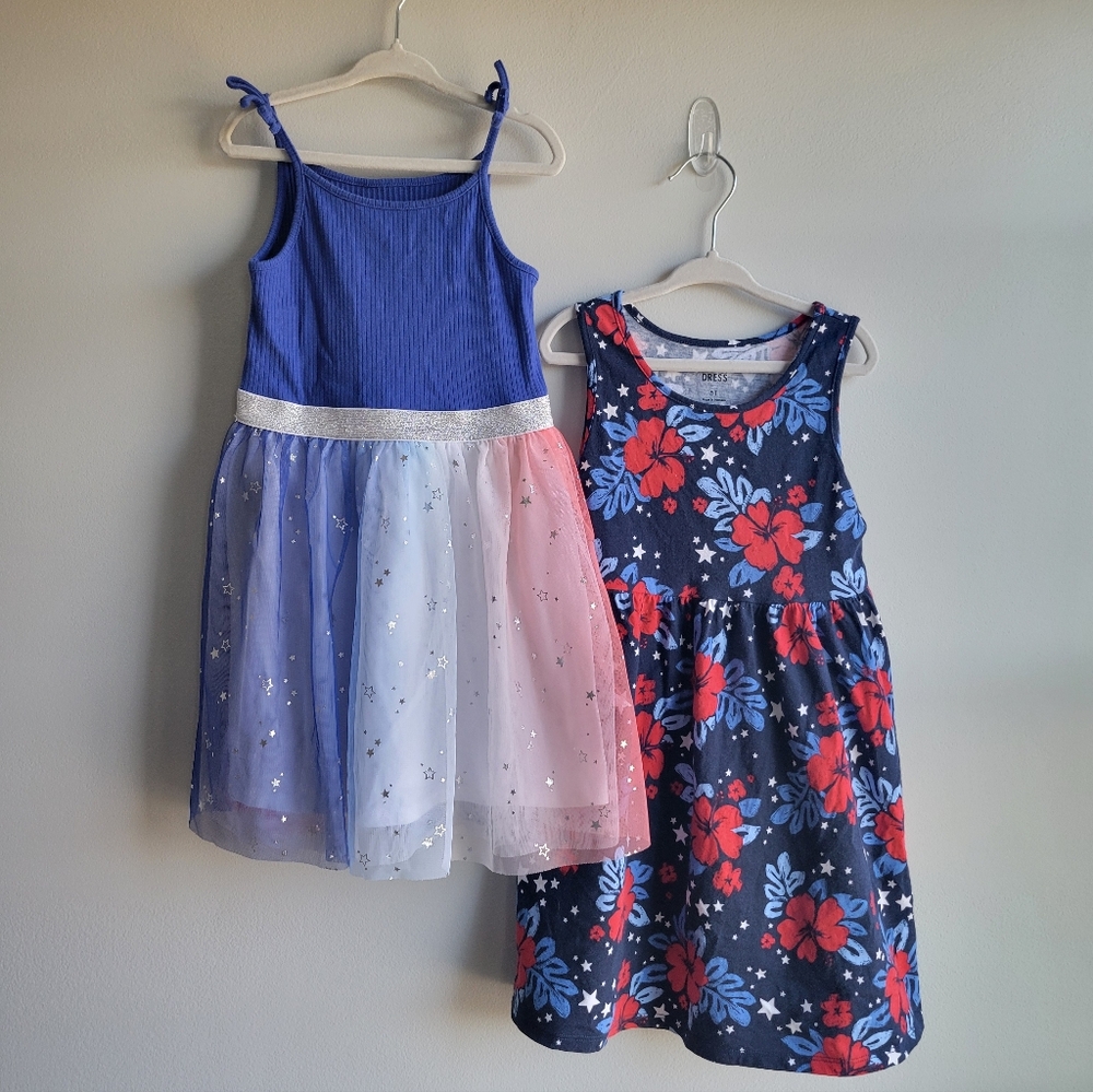 Jumping Beans Toddler Girl 5T Set of 2 Dresses 4th of July Stars